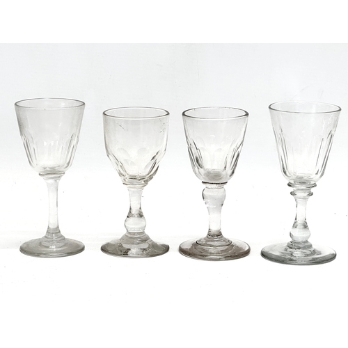 140 - 14 Mid 19th Century Victorian glass slice cut port glasses/rummers. 11.5cm. 12cm.