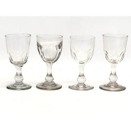 140 - 14 Mid 19th Century Victorian glass slice cut port glasses/rummers. 11.5cm. 12cm.