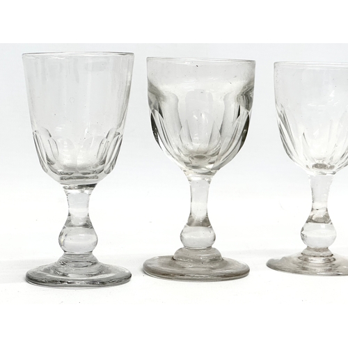 140 - 14 Mid 19th Century Victorian glass slice cut port glasses/rummers. 11.5cm. 12cm.