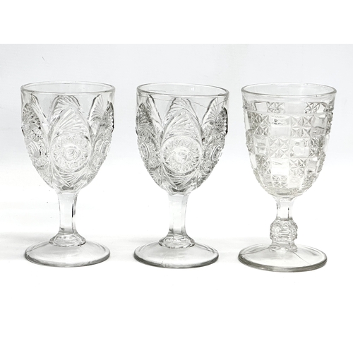 145 - 4 Late 19th and Early 20th Century cut and pressed drinking glasses. A large Victorian frosted cut g... 