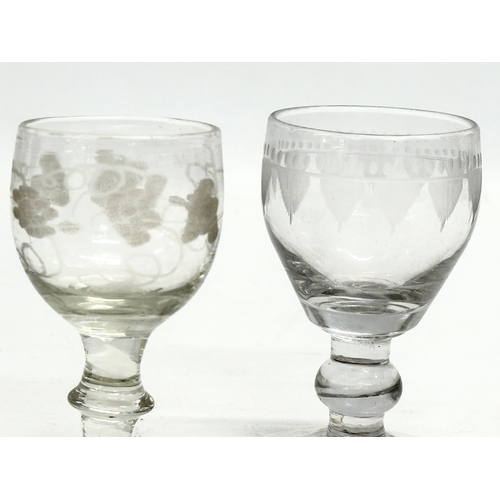 148 - Georgian and Victorian drinking glasses. Victorian etched glass whiskey tumblers/water glasses. 3 Ge... 