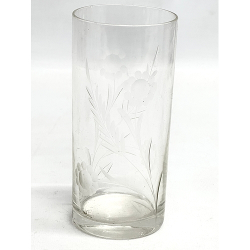 148 - Georgian and Victorian drinking glasses. Victorian etched glass whiskey tumblers/water glasses. 3 Ge... 