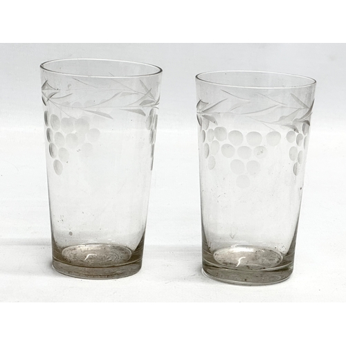 148 - Georgian and Victorian drinking glasses. Victorian etched glass whiskey tumblers/water glasses. 3 Ge... 