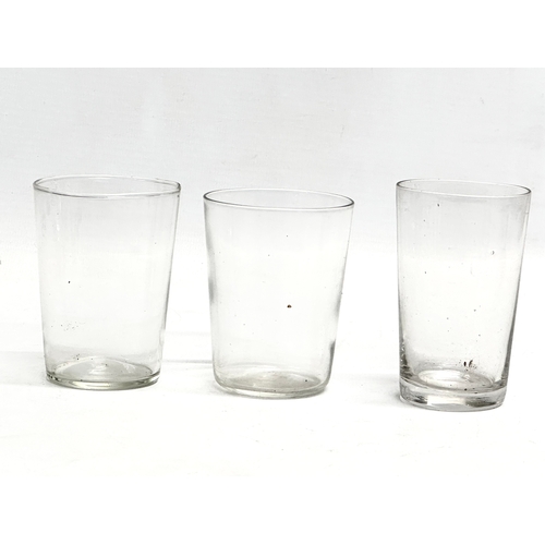 148 - Georgian and Victorian drinking glasses. Victorian etched glass whiskey tumblers/water glasses. 3 Ge... 