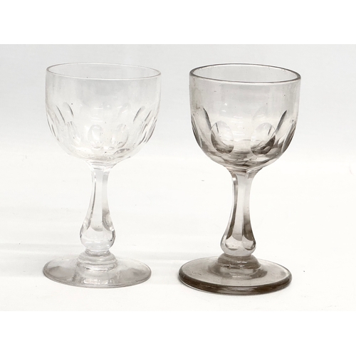 150 - 10 Mid 19th Century Victorian glass lens cut sherry glasses/port glasses. Circa 1850-1870. 12cm. 11c... 