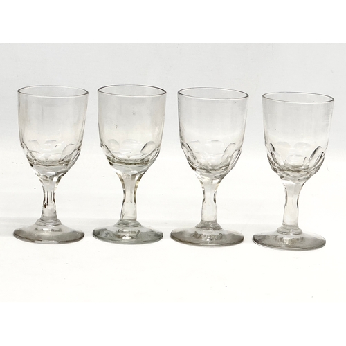 150 - 10 Mid 19th Century Victorian glass lens cut sherry glasses/port glasses. Circa 1850-1870. 12cm. 11c... 