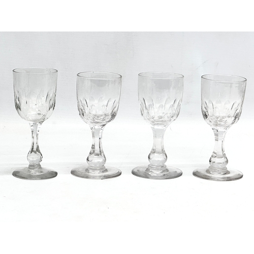 150 - 10 Mid 19th Century Victorian glass lens cut sherry glasses/port glasses. Circa 1850-1870. 12cm. 11c... 