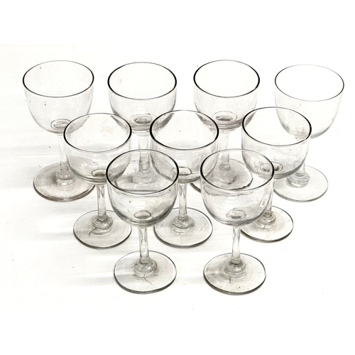 154 - A set of 9 Mid 19th Century Victorian slim stem port glasses. 10.5cm