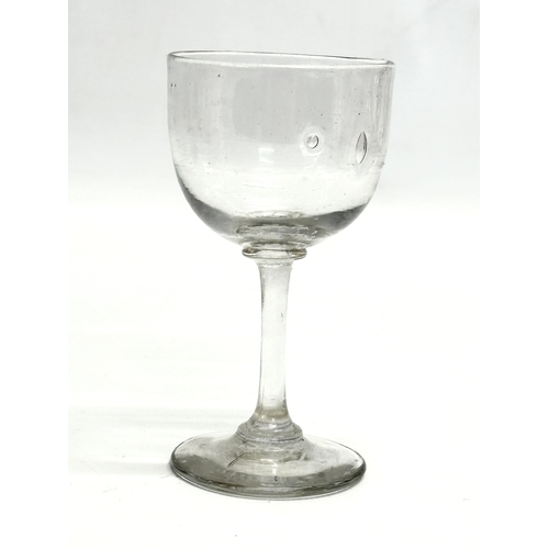 154 - A set of 9 Mid 19th Century Victorian slim stem port glasses. 10.5cm