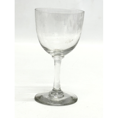 154 - A set of 9 Mid 19th Century Victorian slim stem port glasses. 10.5cm