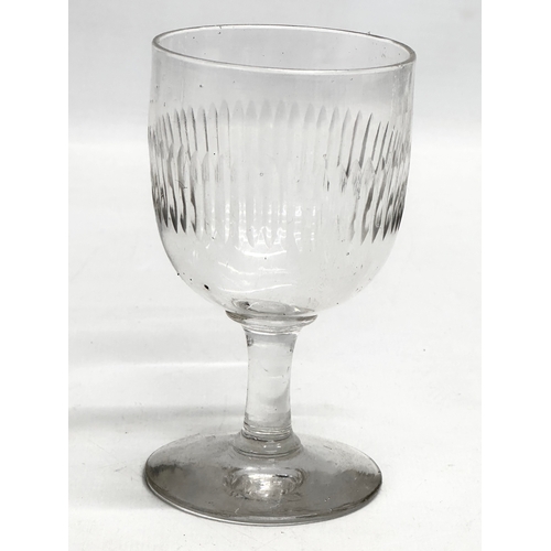 156 - 6 Georgian and Victorian drinking glasses. A Regency period slice cut rummer 8x13cm. An Early Victor... 