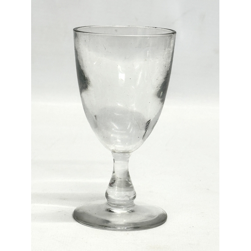 160 - 7 Mid 19th Century Victorian rummers and gin glasses. 11cm. 10cm. 9cm.