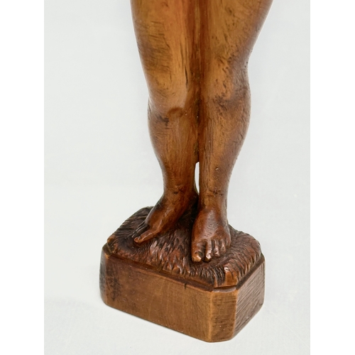 94 - 2 19th/Early 20th Century carved figurines of nude ladies. 33cm. 20cm