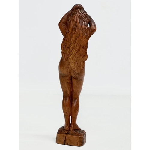 94 - 2 19th/Early 20th Century carved figurines of nude ladies. 33cm. 20cm