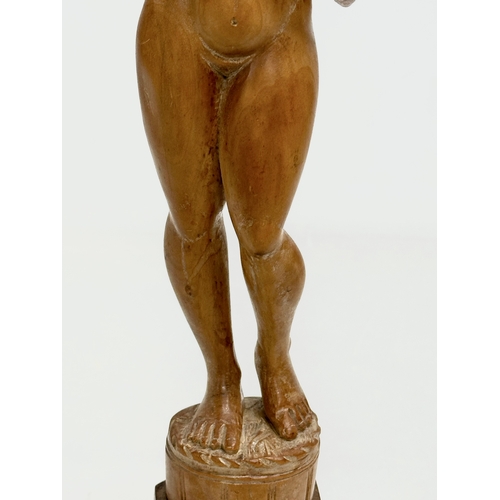 94 - 2 19th/Early 20th Century carved figurines of nude ladies. 33cm. 20cm