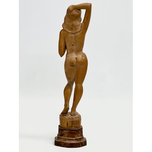 94 - 2 19th/Early 20th Century carved figurines of nude ladies. 33cm. 20cm