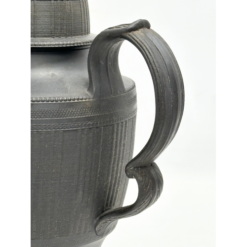 30 - 3 pieces of Late 18th/Early 19th Century black Basalt pottery. An unmarked basalt coffee pot, circa ... 