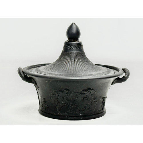 30 - 3 pieces of Late 18th/Early 19th Century black Basalt pottery. An unmarked basalt coffee pot, circa ... 