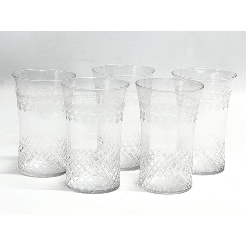 165 - A collection of Early 20th Century etched glass tumblers. 11cm