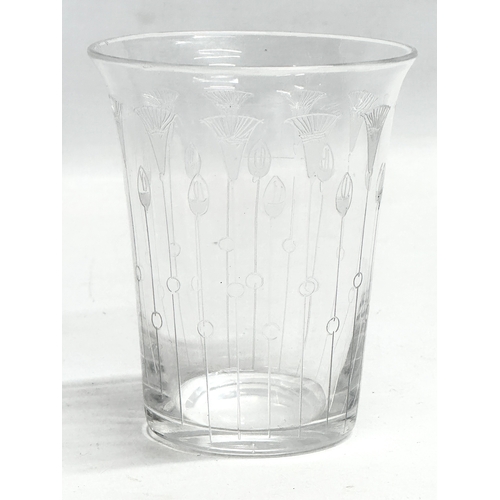 165 - A collection of Early 20th Century etched glass tumblers. 11cm