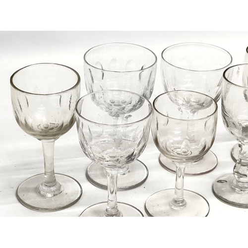 168 - A collection of Mid 19th Century Victorian slice lens cut gin glasses. 12cm