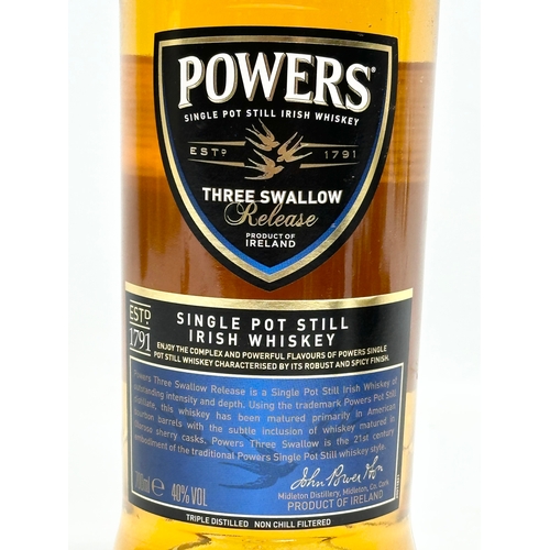 419 - A bottle of Powers Three Swallow Release Single Pot Still Irish Whiskey. 700ml.