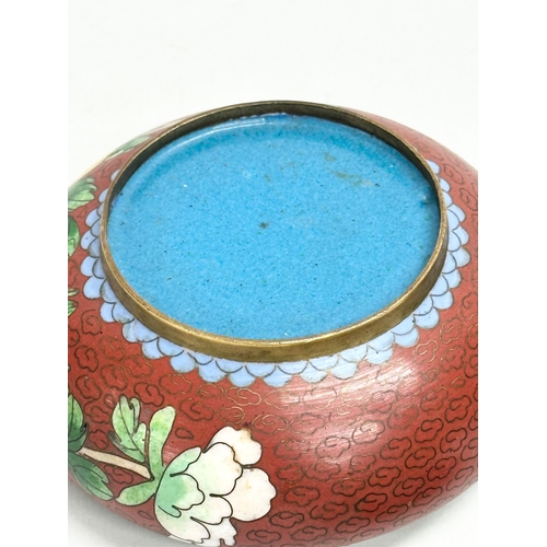 432 - An Early 20th Century Cloisonné enamel pot on stand. 10x10x11cm including stand.