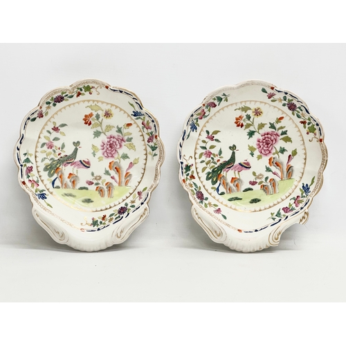 245 - A pair of Early 19th Century English hand painted porcelain serving dishes. Probably Spode. Circa 18... 