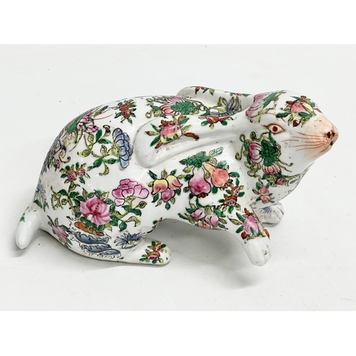 246 - A signed Chinese Famille Rose rabbit. 22x13cm