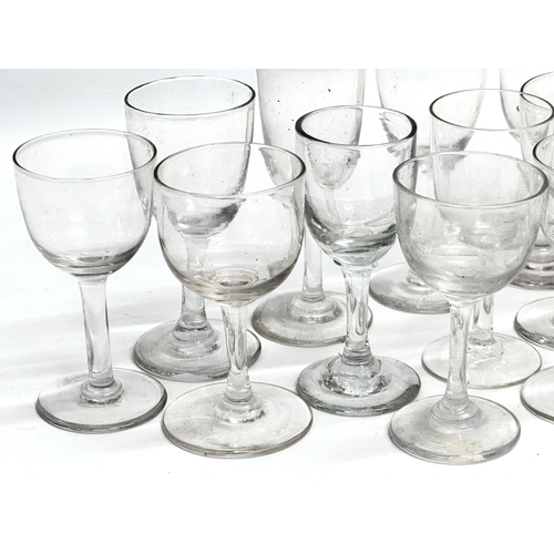 172 - 15 Mid 19th Century Victorian sherry glasses. 12cm. 11cm. 10cm.