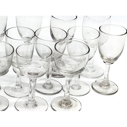 172 - 15 Mid 19th Century Victorian sherry glasses. 12cm. 11cm. 10cm.