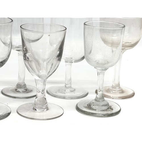 173 - 8 Mid 19th Century Victorian glass rummers/gin glasses. 12cm. 11cm.