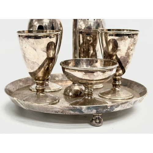 278 - A Late 19th Century Hukin & Heath silver plated breakfast set/egg set, attributed to Dr Christopher ... 