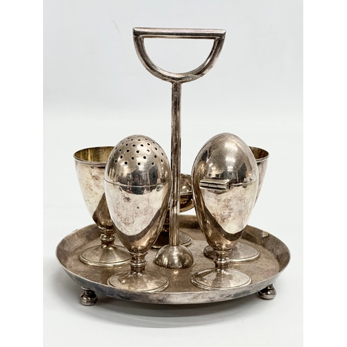 278 - A Late 19th Century Hukin & Heath silver plated breakfast set/egg set, attributed to Dr Christopher ... 