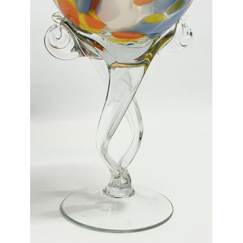 279 - A Splatter glass oil burner. 34cm