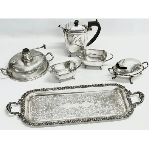 283 - A collection of 19th and Early 20th Century silver plate. A John H Lunn silver plated tray 59cm. A W... 