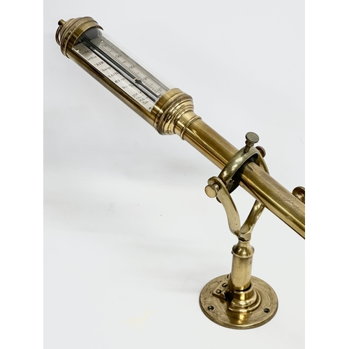 44 - An Early 20th Century R.N. Desterro, Lisbon Brass Marine Barometer. 96cm