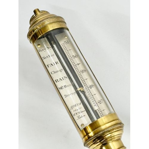 44 - An Early 20th Century R.N. Desterro, Lisbon Brass Marine Barometer. 96cm