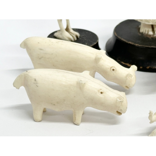 289 - A collection of 19th and Early 20th Century bone figurines. 1 plastic.