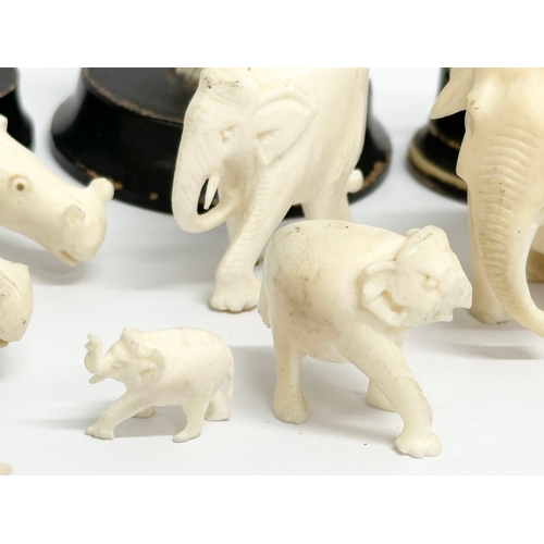 289 - A collection of 19th and Early 20th Century bone figurines. 1 plastic.