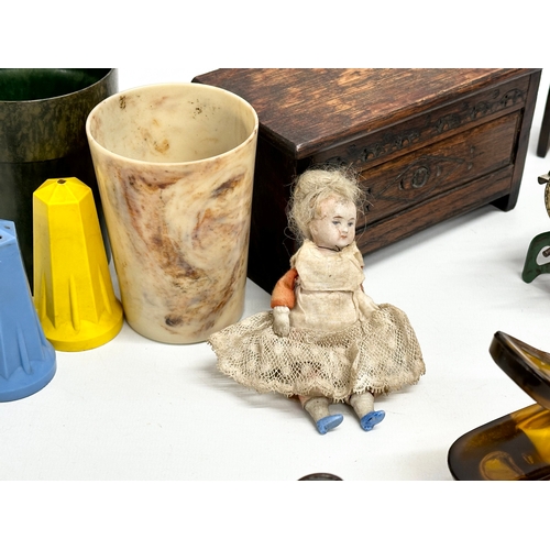 312 - A job lot of 19th and Early 20th Century Collectables. 19th century dolls and dolls house furniture,... 