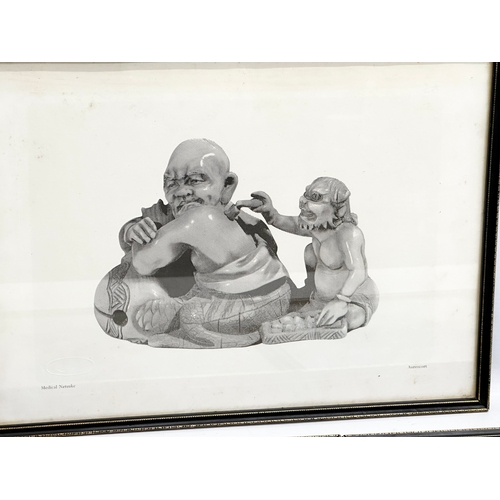 324 - A set of 6 Early 20th Century Medical Netsuke prints. 26x36cm