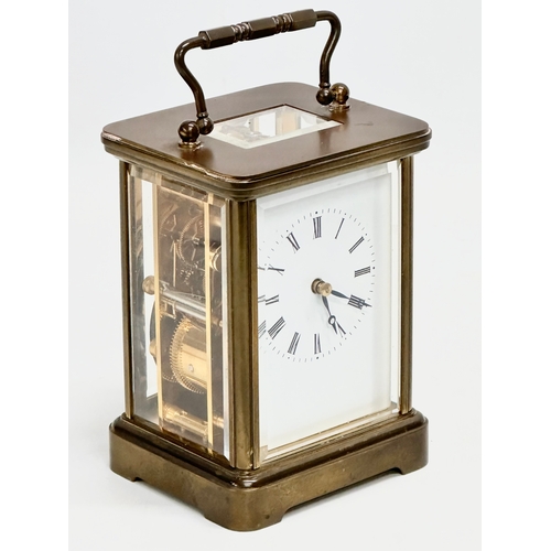 1 - A large early 20th Century Matthew Norman brass carriage clock. 10x8.5x14cm