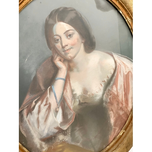 299 - A large 19th Century pastel in original gilt frame. Frame 87x99cm