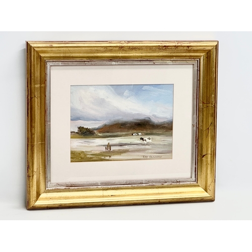 370 - An oil painting by Ray Elwood. 29x21cm. Frame 54x46cm