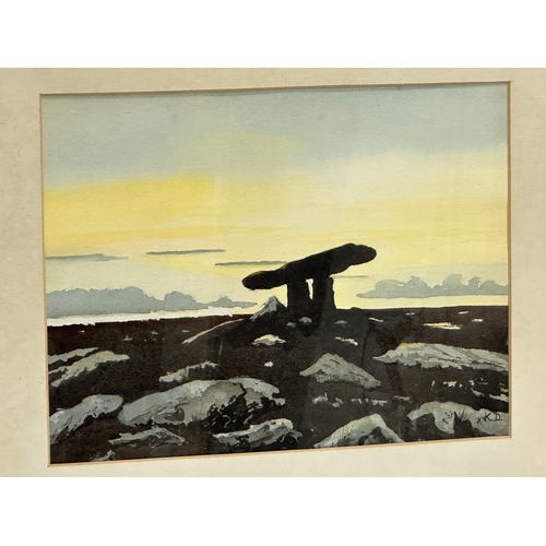 371 - A watercolour signed KD. 39x29cm. Frame 54x45cm