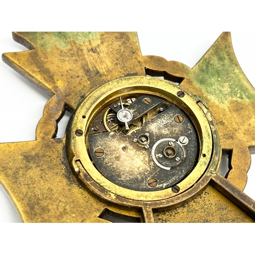 392 - A good quality Early 20th century German brass Strut clock. 9x10.5cm