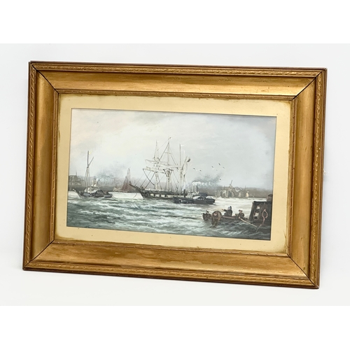 377 - A Late 19th/Early 20th Century oil painting in gilt frame. 48x28cm. Frame 69.5x49cm