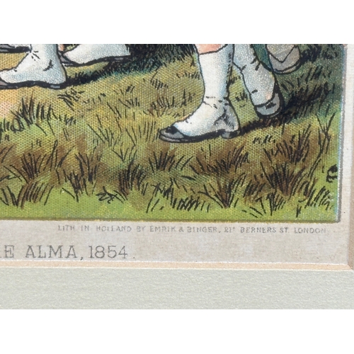 399W - A late 19th century chromolithograph of the Battle of Alma, 1854. The Advance of the 93rd Sutherland... 