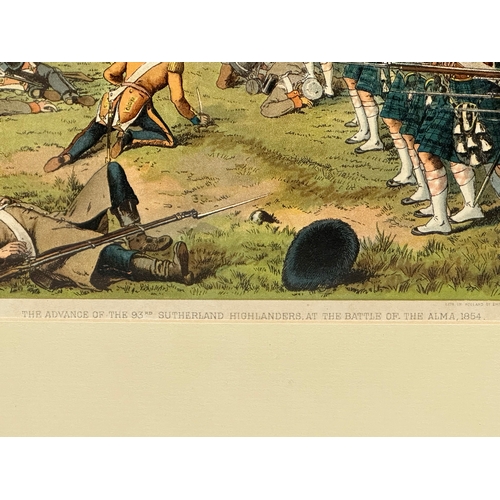 399W - A late 19th century chromolithograph of the Battle of Alma, 1854. The Advance of the 93rd Sutherland... 